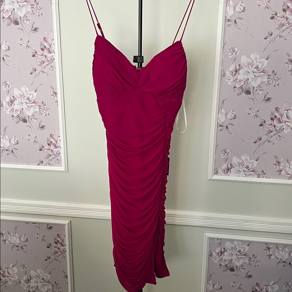 Lulu's Vibrant Magenta Dress with Straps